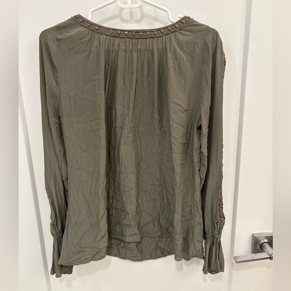 Ramy Brook Olive Green Clara Embellished Slit Sleeve Top Size Small - Picture 13 of 16